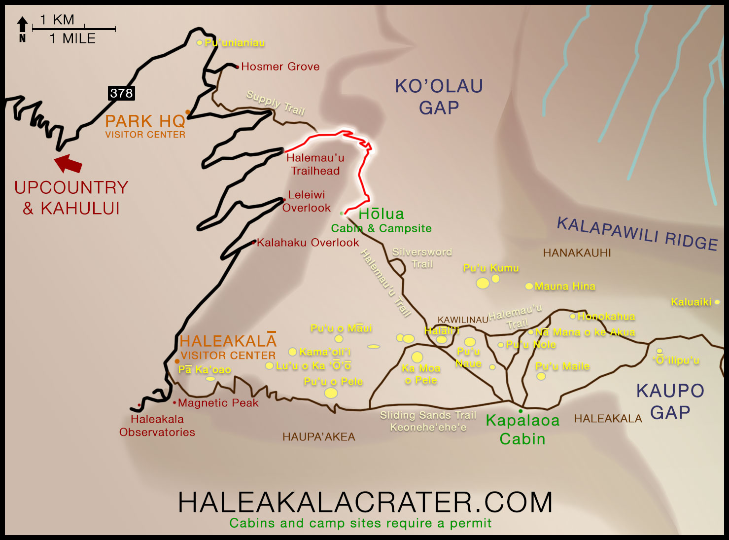 Halemau'u Trail hike map